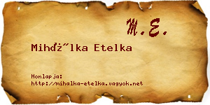 Mihálka Etelka névjegykártya